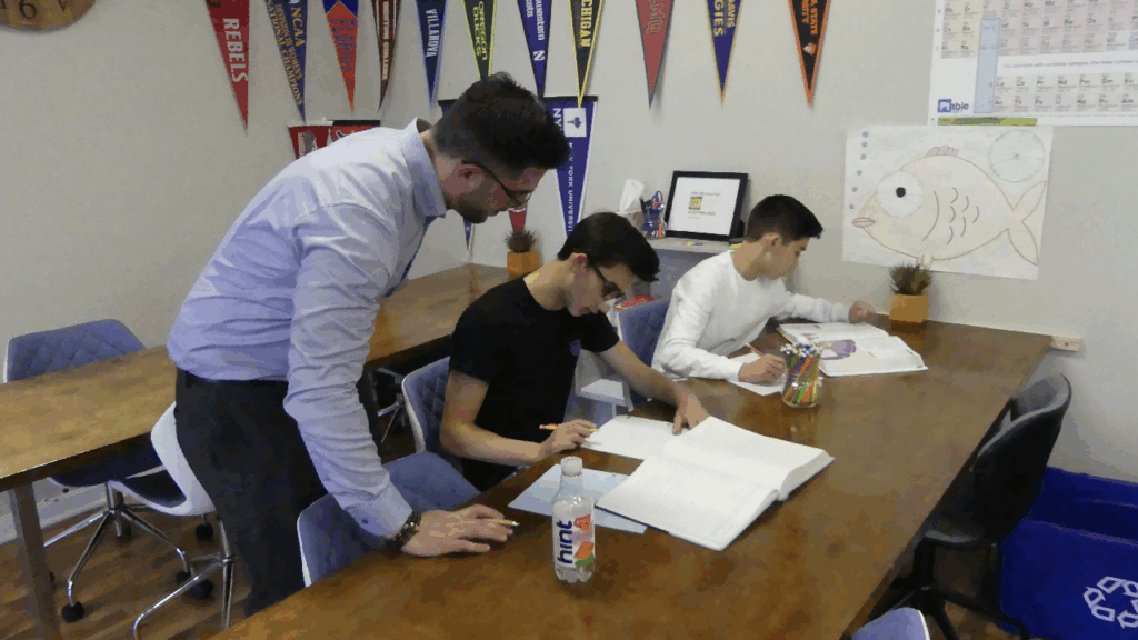 Public school student studying with college prep tutor for competitive admissions